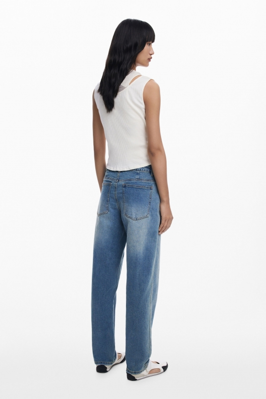 Pantaloni denim albastru deschis boyfriend
