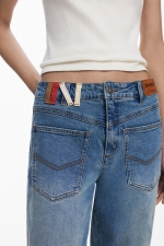 Pantaloni denim albastru deschis boyfriend