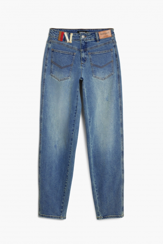 Pantaloni denim albastru deschis boyfriend