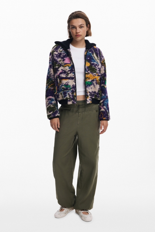 Pantaloni jogger kaki cu buzunare laterale