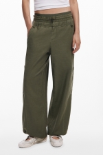 Pantaloni jogger kaki cu buzunare laterale