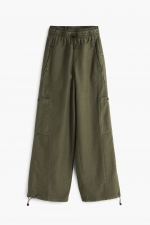 Pantaloni jogger kaki cu buzunare laterale