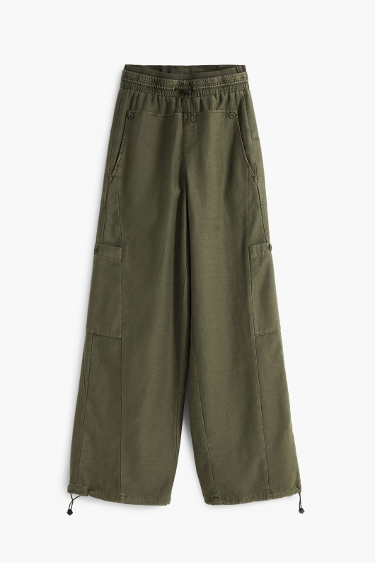 Pantaloni jogger kaki cu buzunare laterale