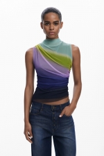 Top elegant din tulle degrade fără mâneci