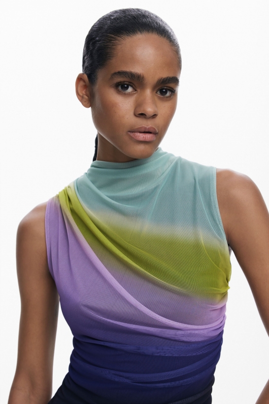 Top elegant din tulle degrade fără mâneci