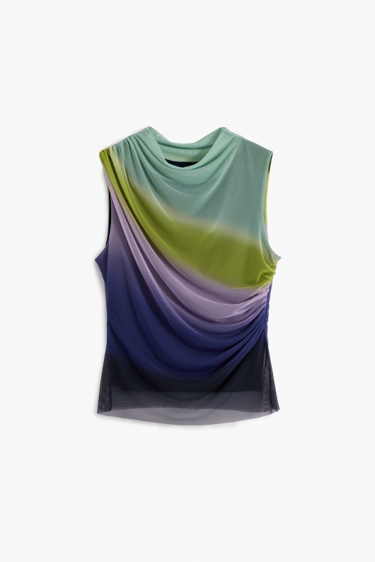 Top elegant din tulle degrade fără mâneci