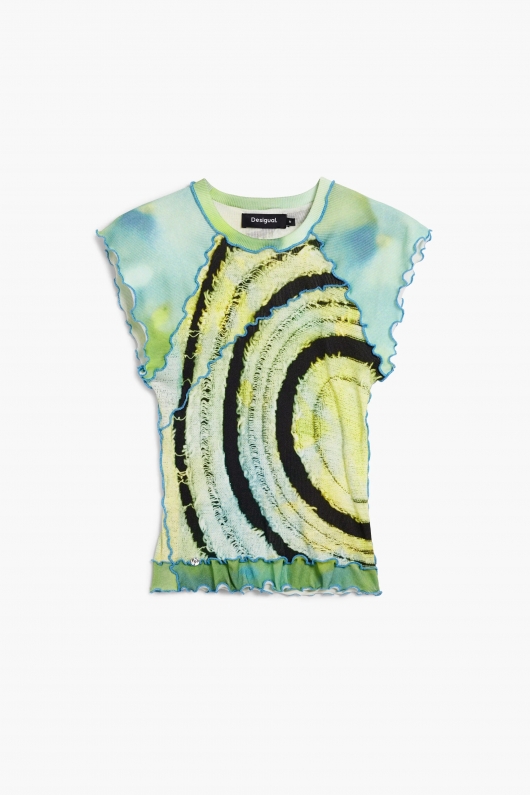 Tricou verde cu imprimeu și mâneci scurte