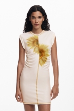 Rochie mini mulată cu print floral mare