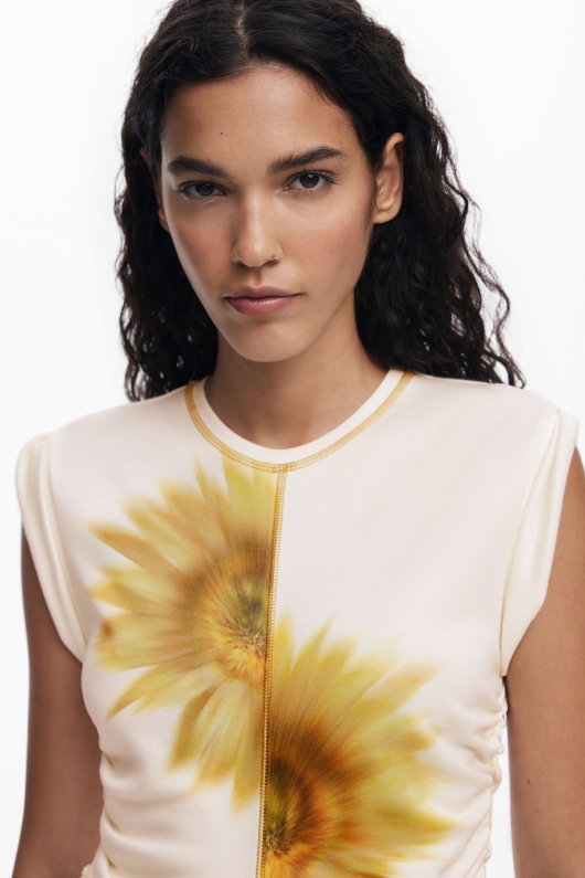 Rochie mini mulată cu print floral mare