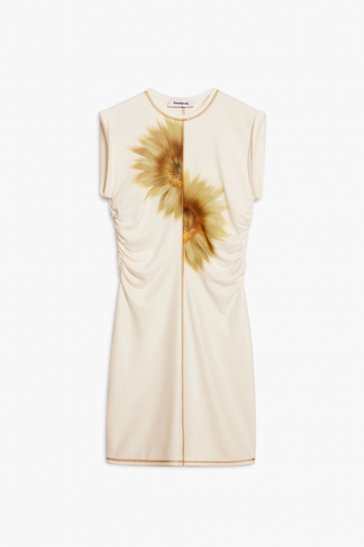Rochie mini mulată cu print floral mare