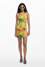 Rochie mini mulată cu imprimeu floral multicolor