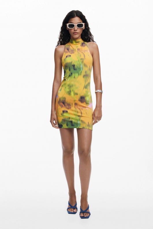 Rochie mini mulată cu imprimeu floral multicolor