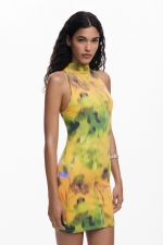 Rochie mini mulată cu imprimeu floral multicolor