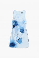 Rochie mini bleu cu imprimeu artistic