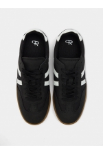 Sneakers negri casual cu detalii contrastante