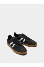 Sneakers negri casual cu detalii contrastante