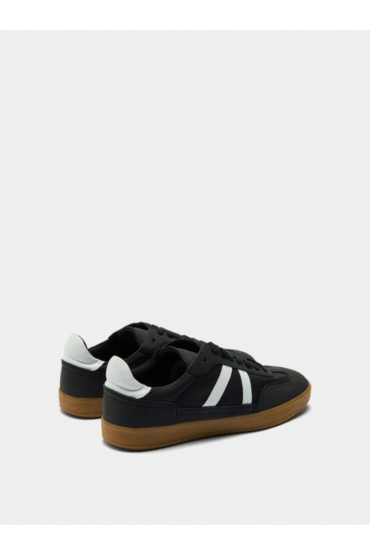 Sneakers negri casual cu detalii contrastante