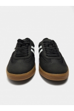 Sneakers negri casual cu detalii contrastante