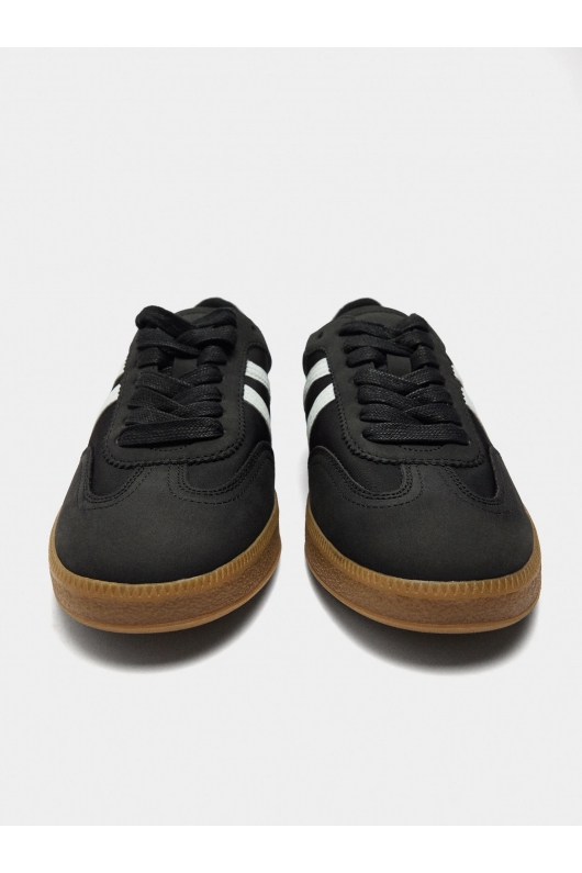 Sneakers negri casual cu detalii contrastante