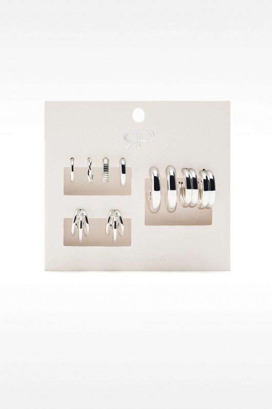 Set 5 perechi cercei argintii mici tip hoop