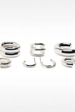 Set 5 perechi cercei argintii mici tip hoop