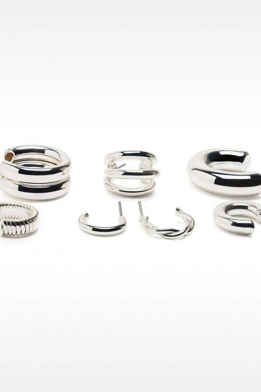 Set 5 perechi cercei argintii mici tip hoop