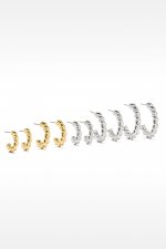 Set cercei hoop bicolor împletit, 5 perechi