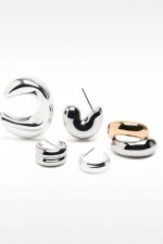 Set cercei mici tip hoop bicolori argintiu-auriu