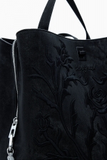 Rucsac mic negru cu flori 3D din piele eco