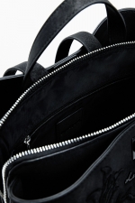 Rucsac mic negru cu flori 3D din piele eco