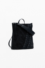 Rucsac mic negru cu detaliu împletit corset