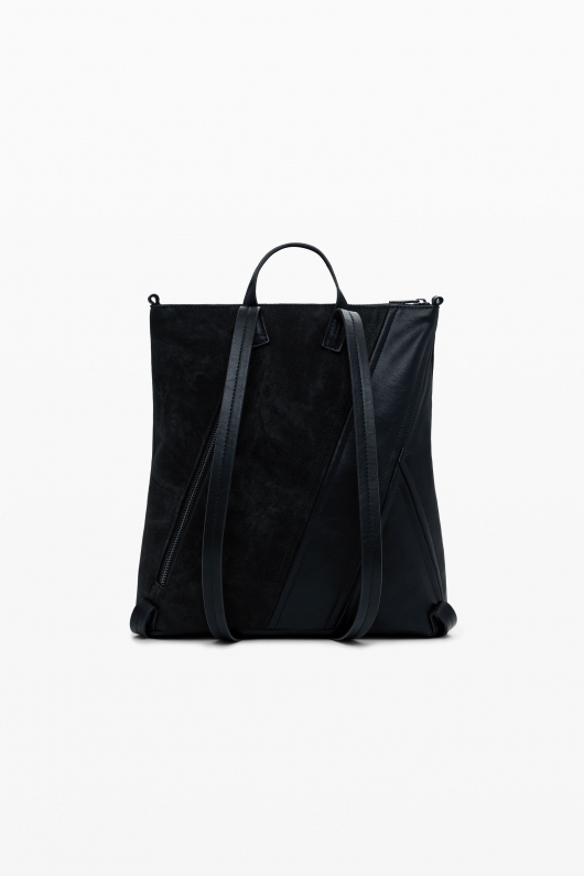 Rucsac mic negru cu detaliu împletit corset