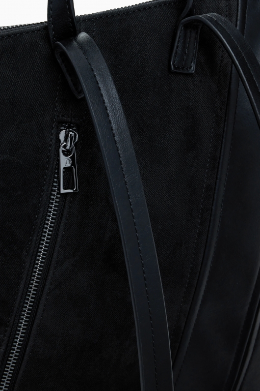 Rucsac mic negru cu detaliu împletit corset