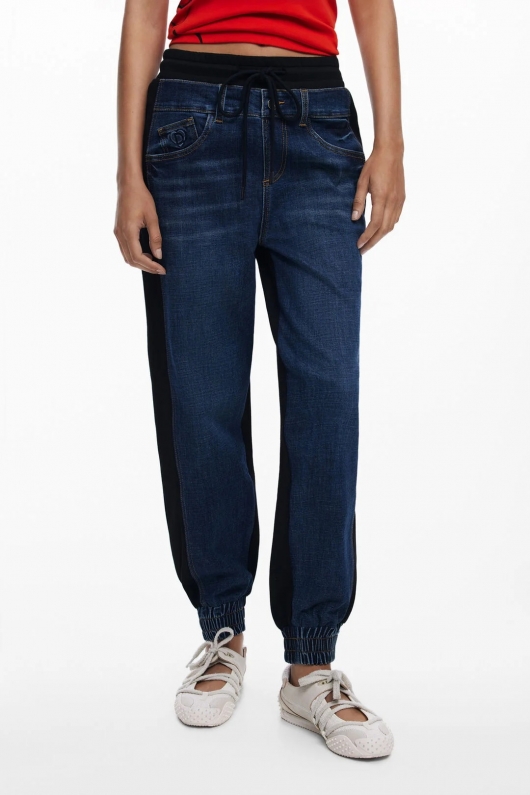 Pantaloni jogger denim albastru spălat