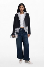 Pantaloni denim albastru deschis cropped flare