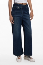 Pantaloni denim albastru deschis cropped flare