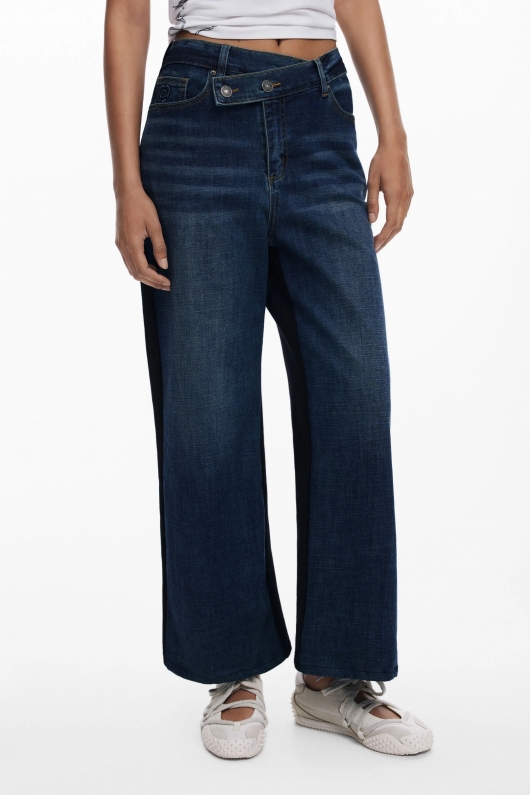 Pantaloni denim albastru deschis cropped flare