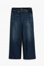Pantaloni denim albastru deschis cropped flare