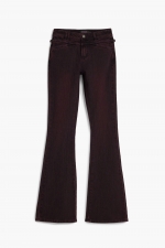 Pantaloni denim vișiniu flare cu talie medie