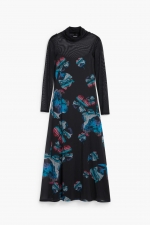 Rochie midi tip furou cu imprimeu acuarelă multicolor