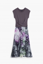 Rochie midi cu fustă plisată și print floral multicolor