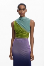 Rochie midi multicoloră din tulle, tip furou