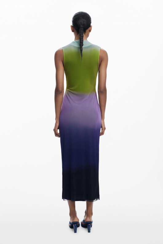 Rochie midi multicoloră din tulle, tip furou