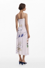Rochie midi furou multicolor cu pulover bej detașabil