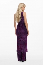 Rochie midi mulată cu imprimeu floral mov