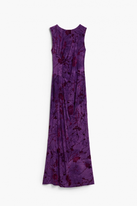 Rochie midi mulată cu imprimeu floral mov