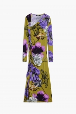 Rochie midi florală cu decolteu asimetric