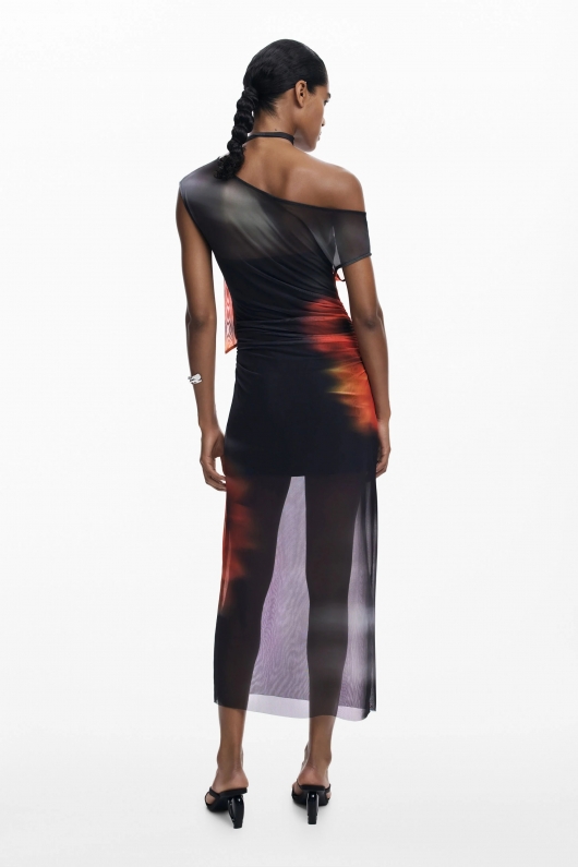 Rochie mulată multicoloră din chiffon drapată