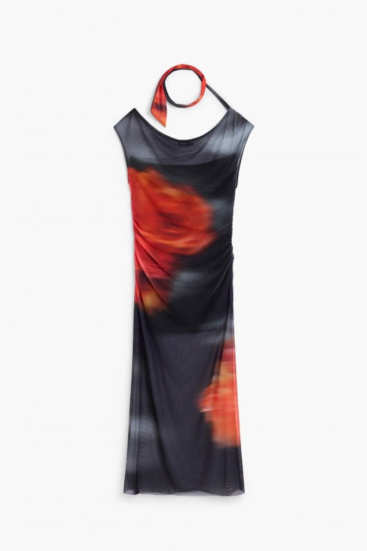 Rochie mulată multicoloră din chiffon drapată