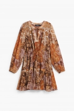 Rochie scurtă boho cu imprimeu și mâneci bufante